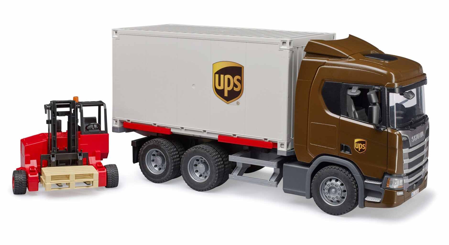 Bruder 3582 Logistická Scania UPS s vysokozdvižným vozíkem