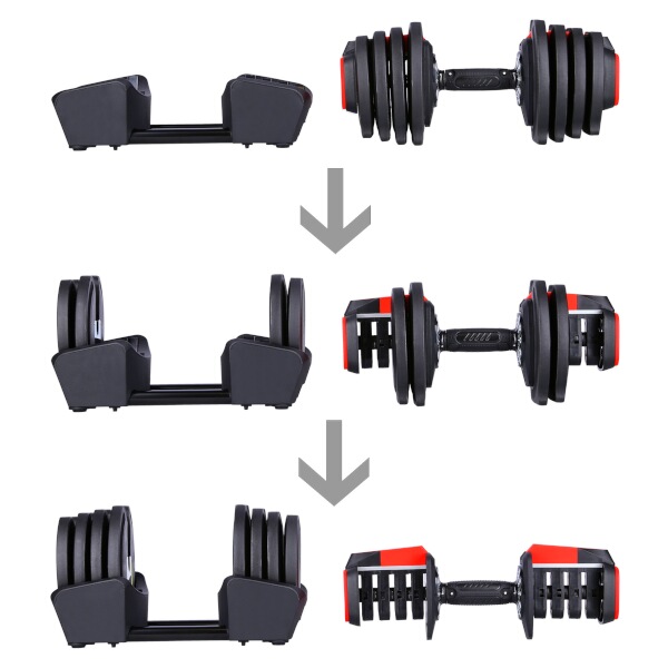 Jednoruční-obouruční variabilní činka HMS SGR18 PRO SET, 3v1, 40 kg