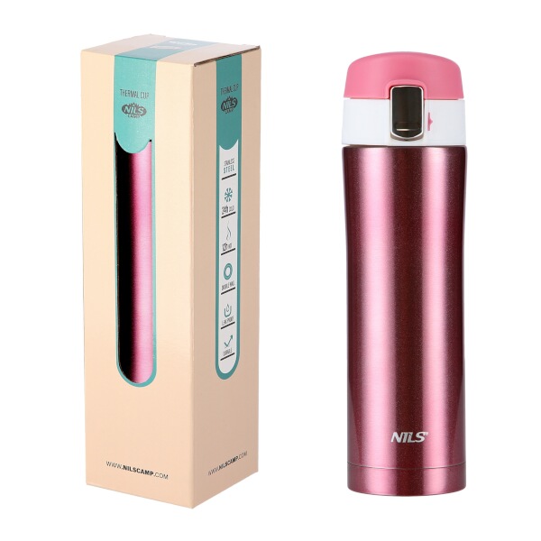 Termoska NILS Camp NCB10 růžová, 500 ml.