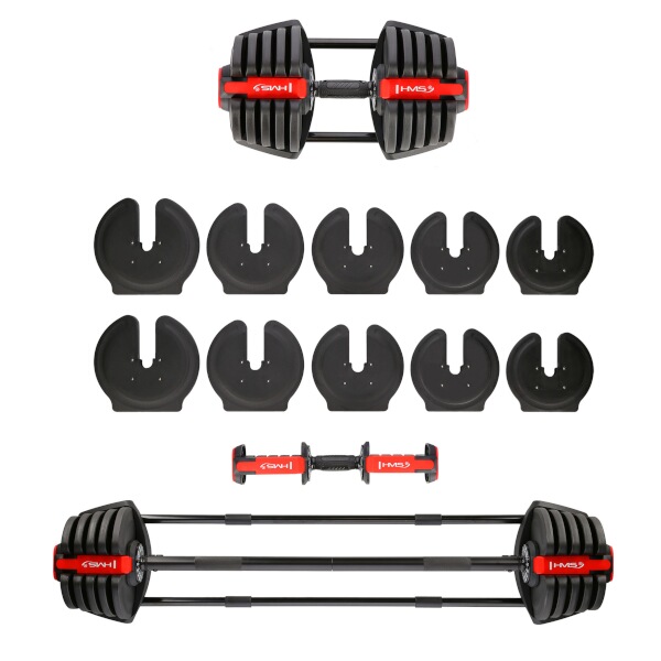 Jednoruční, obouruční variabilní činka HMS SGR40 PRO SET 2v1, 40 kg