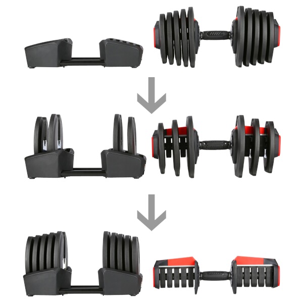 Jednoruční, obouruční variabilní činka HMS SGR40 PRO SET 2v1, 40 kg