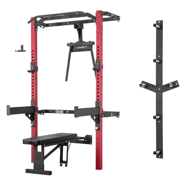 Multifunkční posilovací stojan, Power Rack HMS KLT22 červený