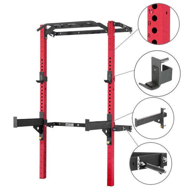 Multifunkční posilovací stojan, Power Rack HMS KLT22 červený