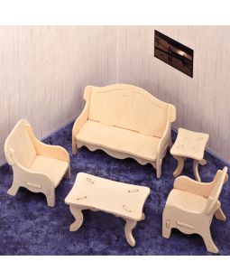 Woodcraft dřevěné 3D puzzle - Nábytek Obývací pokoj