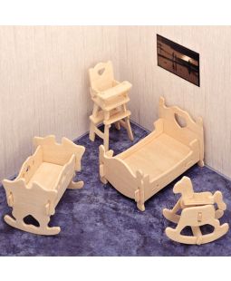 Woodcraft dřevěné 3D puzzle - Nábytek Dětský pokoj