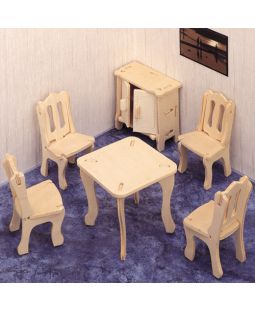 Woodcraft dřevěné 3D puzzle - Nábytek Jídelna