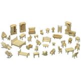 Woodcraft dřevěné 3D puzzle - Set nábytku pro domečku