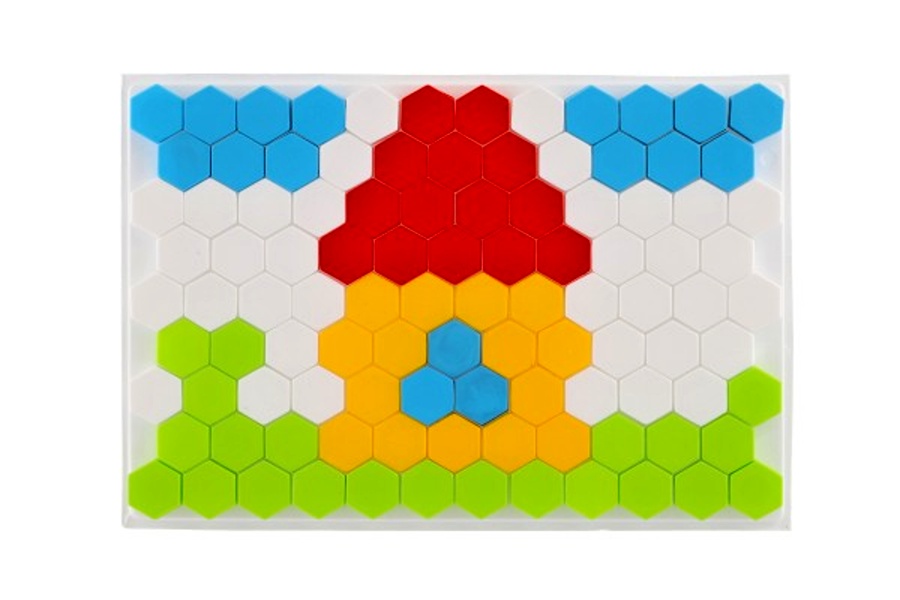 Mozaika pro nejmenší, klobouček hladký 2,5cm, 127ks - 34x24x4cm