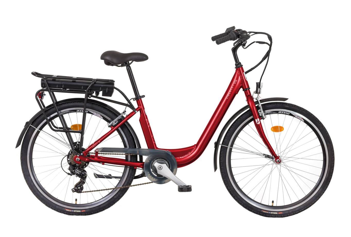 Liberty elektrokolo e-VIA 6 spd 26" zadní motor, 2026 červené
