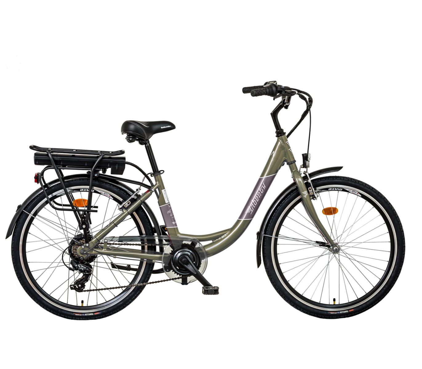 Liberty elektrokolo e-VIA 6 spd 26" zadní motor, 2026 šedo-zelené