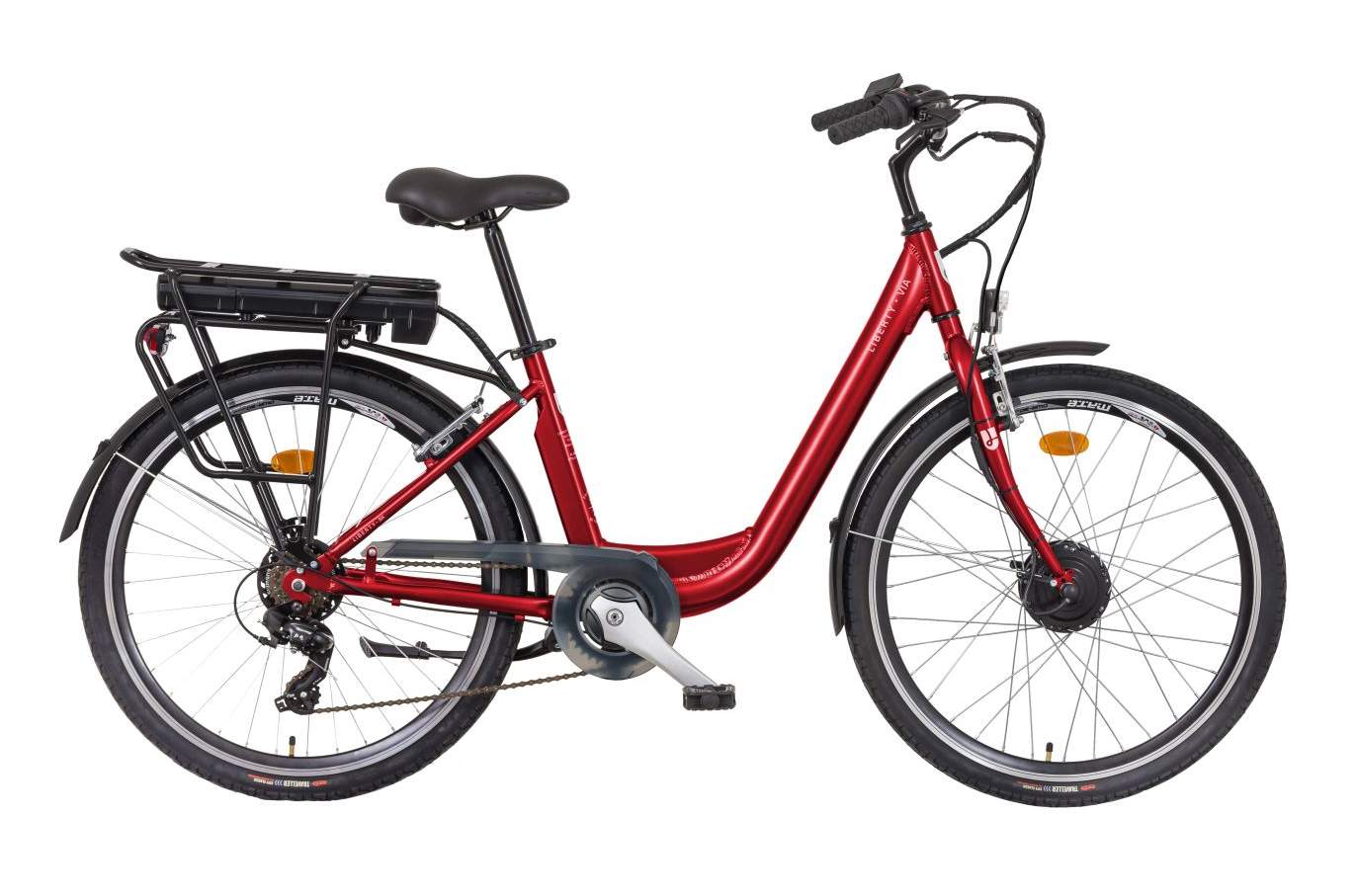 Elektrokolo Liberty e-VIA 6 spd 26" přední motor, 2026 červené