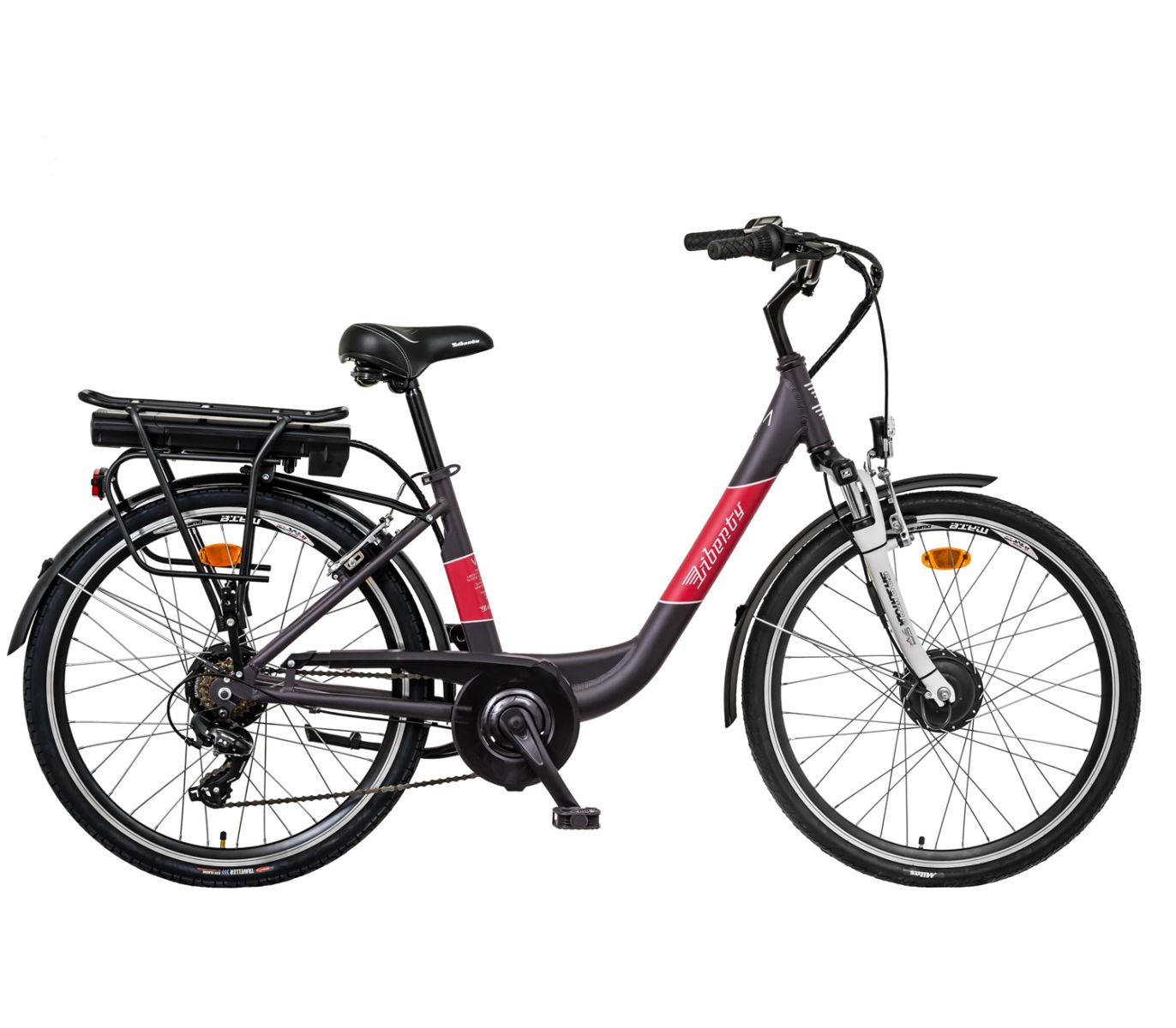 Liberty elektrokolo e-VIA 6 spd 26" přední motor, 2025 černé