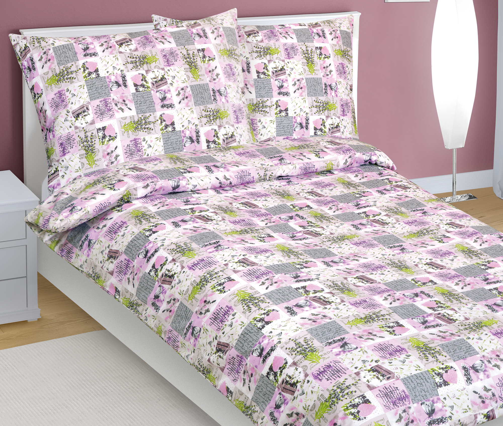 Bellatex Povlečení bavlněné, Patchwork Lila - 140x200, 70x90