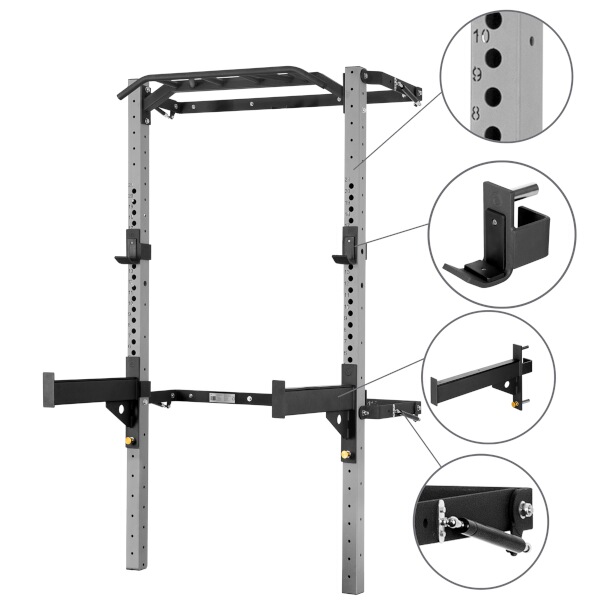 HMS KLT23 Skládací posilovací klec, Power Rack, šedá