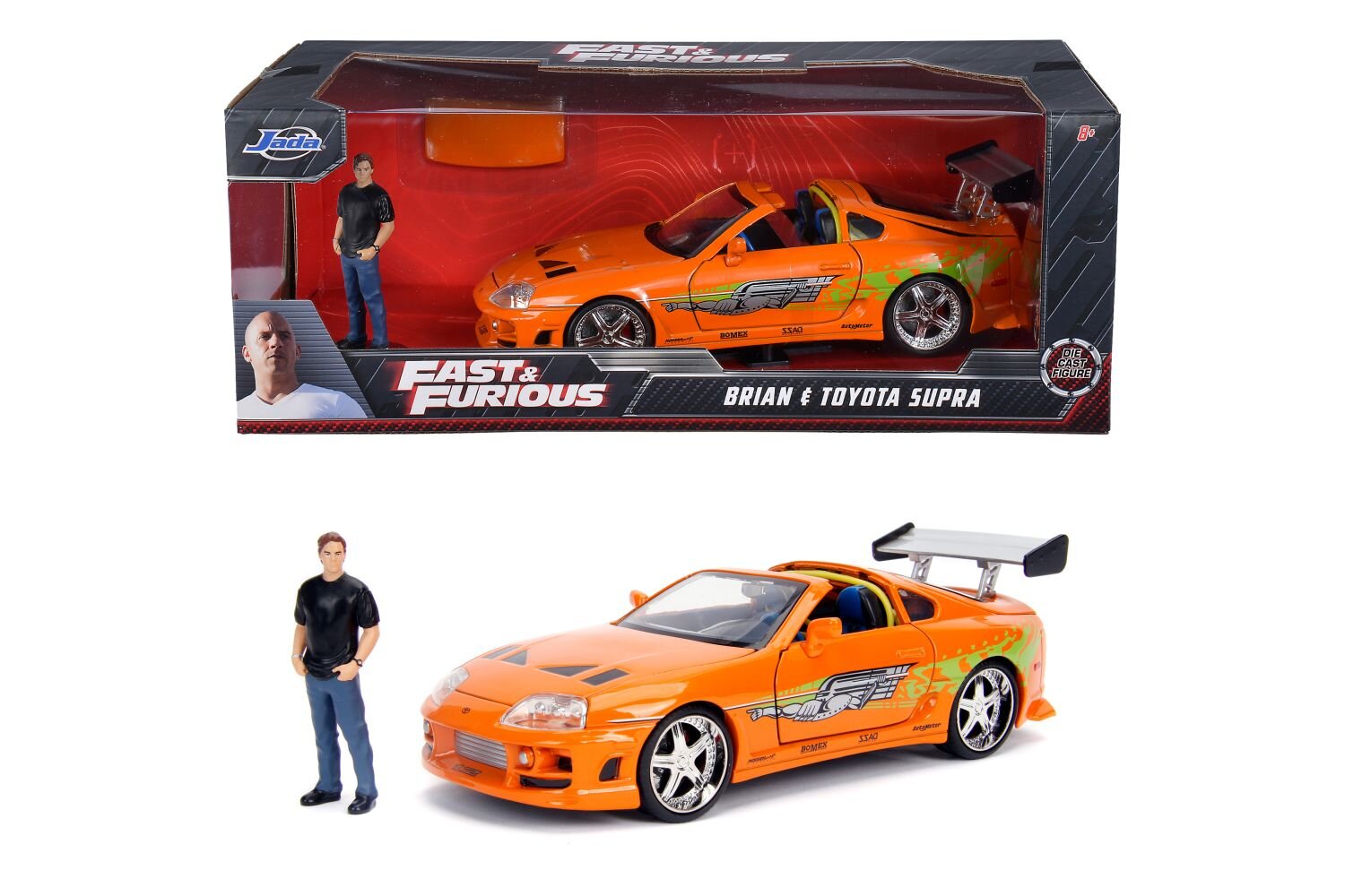 Rychle a zběsile auto 1995 Toyota Supra a figurka Brian O’Conner 1:24