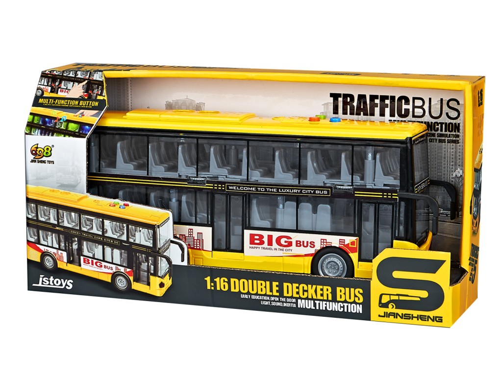 Alltoys Patrový autobus žlutý na setrvačník se světlem a zvukem, plast, 28cm