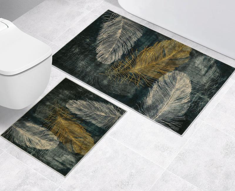 Bellatex Koupelnová sada 3D tisk BEZ VÝKROJE, Pírko - 60x100, 60x50 cm