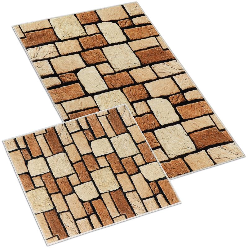 Bellatex Koupelnová sada 3D tisk BEZ VÝKROJE, Kamenná dlažba - 60x100, 60x50 cm