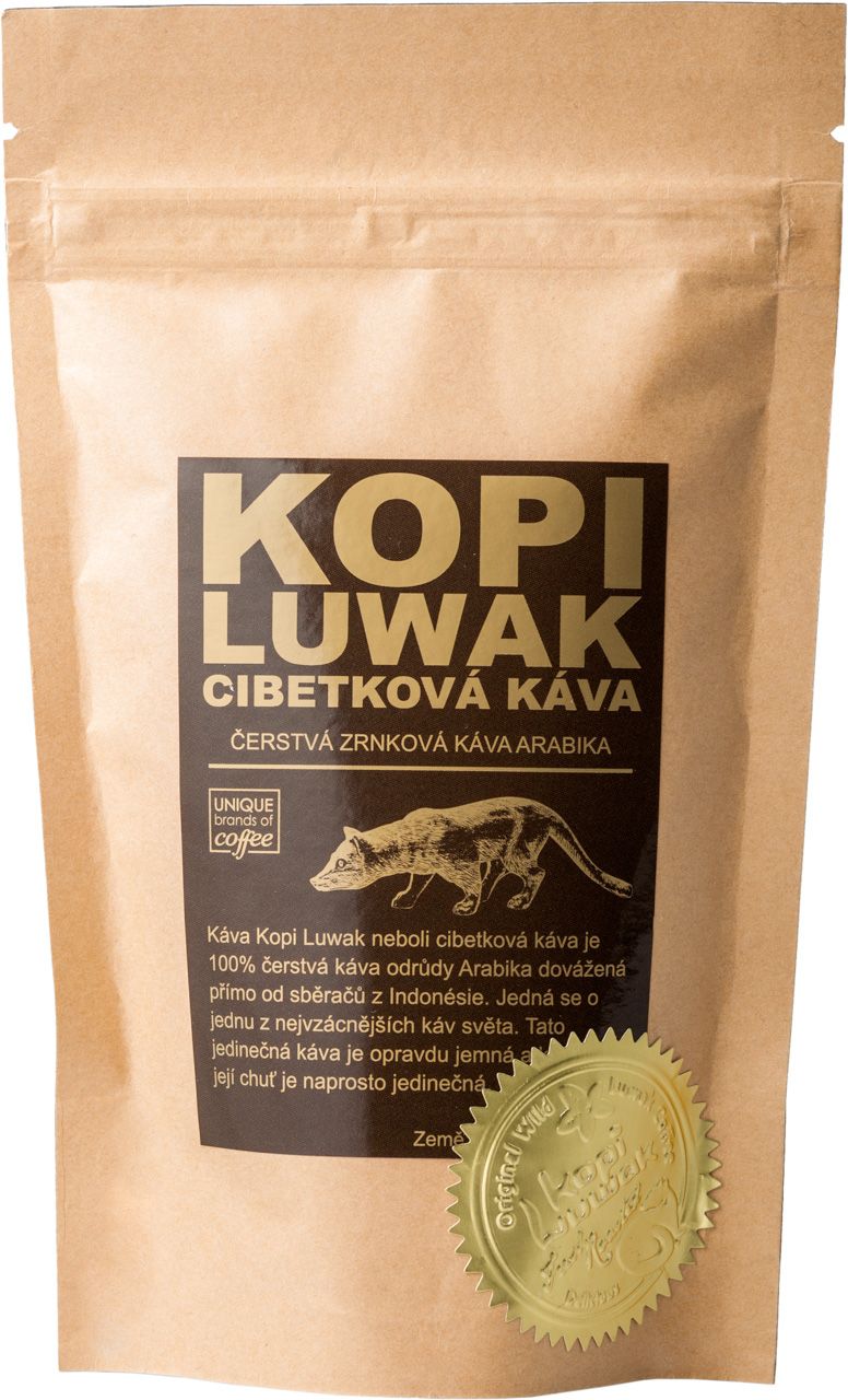 Kopi Luwak cibetková káva Arabika 100g, Zpracování Středně mletá ( turek )