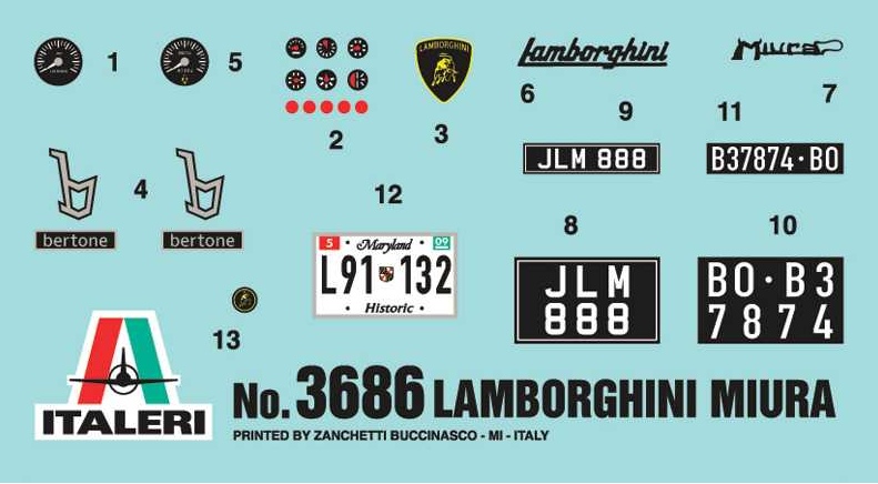 Italeri 3686 model auta Lamborgini Miura 1:24