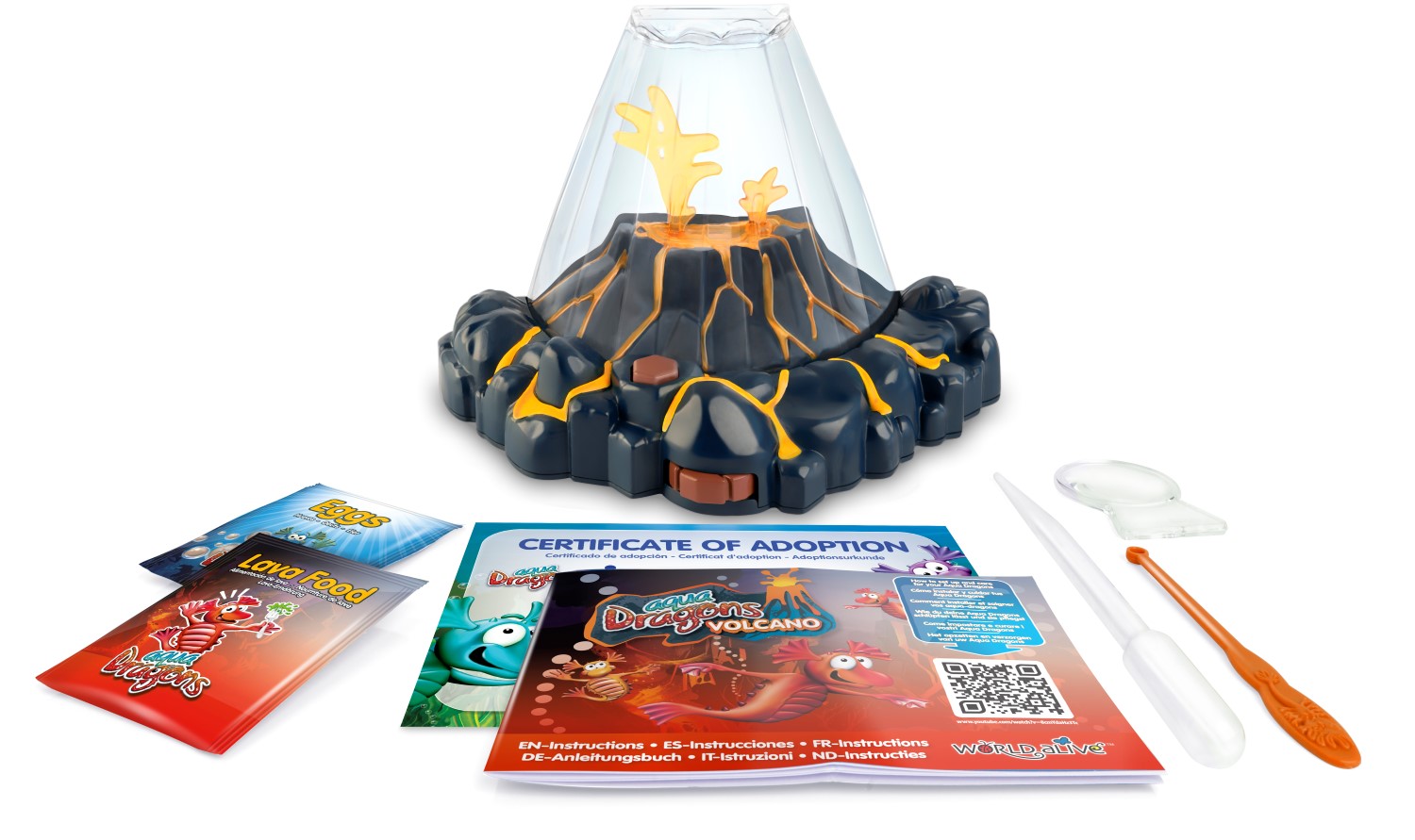 Aqua Dragons Volcano - Rudí Vodní dráčci v sopečném akváriu s LED osvětlením