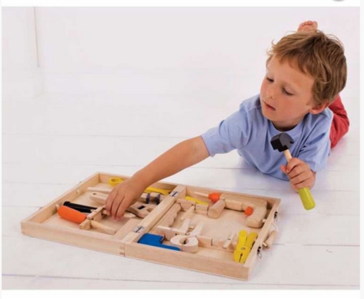 Bigjigs Toys, dřevěné nářadí pro děti v kufříku 32 x 24 cm