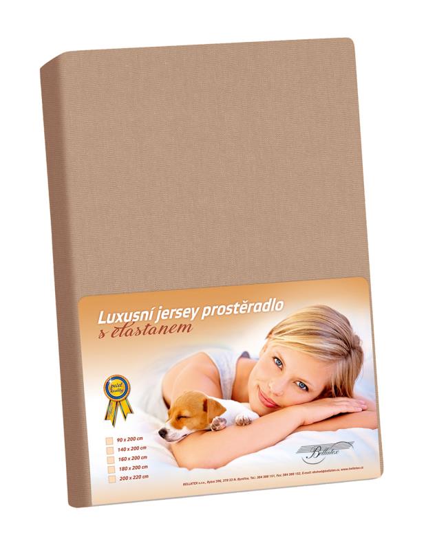 Bellatex Prostěradlo Jersey s elastanem, kávové - 100x200 cm