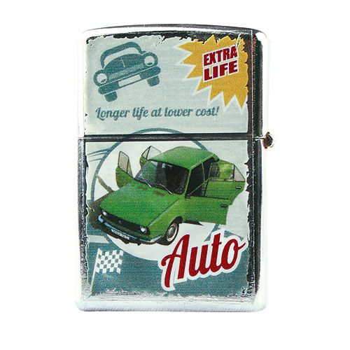 Kovový retro benzínový zapalovač Škoda 105