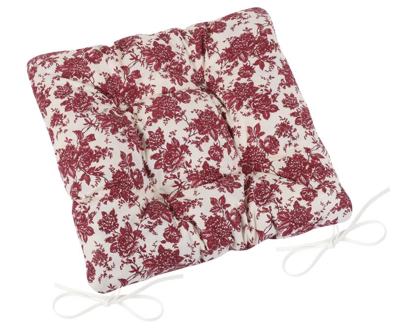 Bellatex Sedák Adéla prošívaný, Bordo květ - 40x40cm