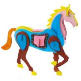 Robotime dřevěné 3D puzzle - skládačka Kůň, barvy + štětec, 10 x 20,5 x 17,5 cm