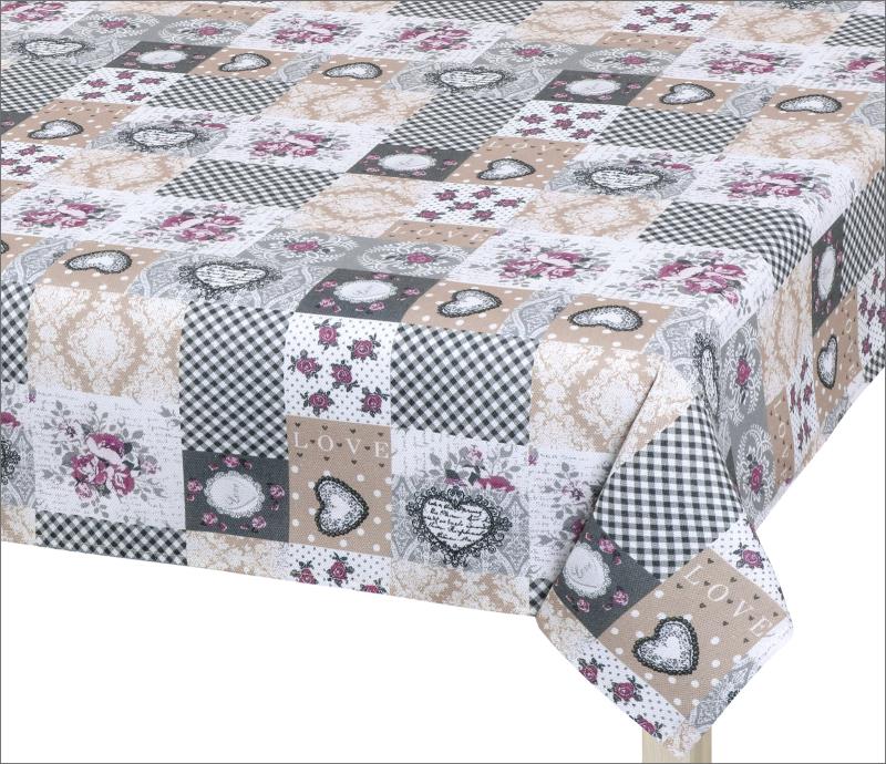 Bellatex Ubrus DITA, Patchwork love šedý - 140x200 cm
