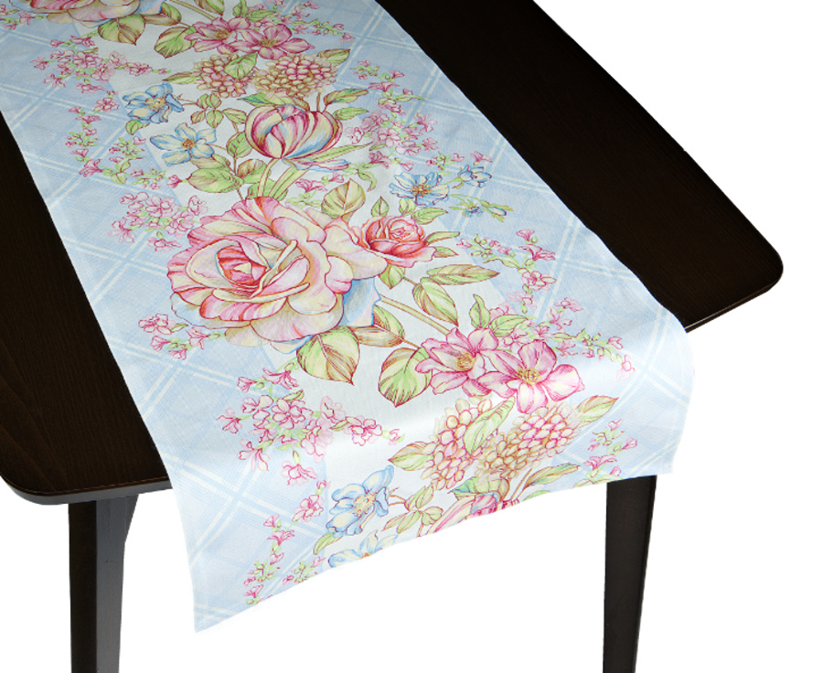 Bellatex Ubrus BĚHOUN, Růže světle modrá, růžová - 50x140 cm