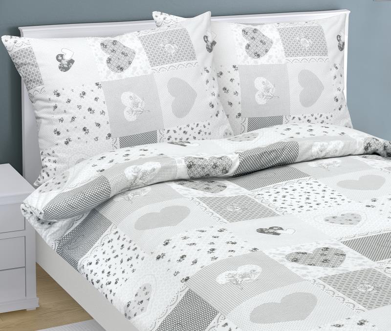 Bellatex Povlečení bavlna s hotelovou kapsou, Srdce - 140x200, 70x90cm