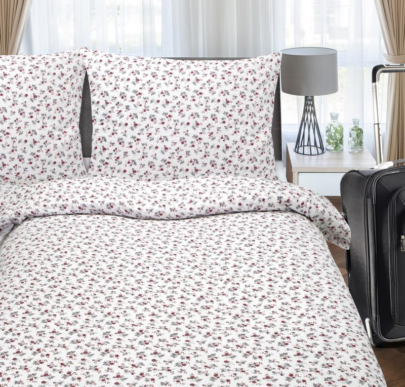 Bellatex Povlečení bavlna s hotelovou kapsou, Růžička bílá - 140x200, 70x90cm