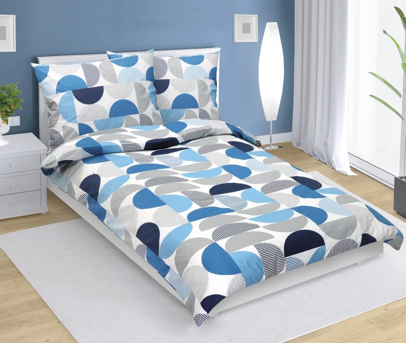 Bellatex Povlečení bavlna, Půlkruh modrá - 140x220, 70x90 cm