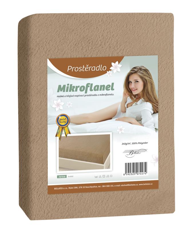 Bellatex Prostěradlo Mikroflanel hnědé - 180x200 cm