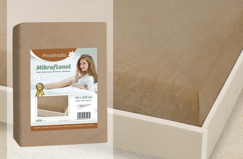 Bellatex Prostěradlo Mikroflanel hnědé - 90x200 cm