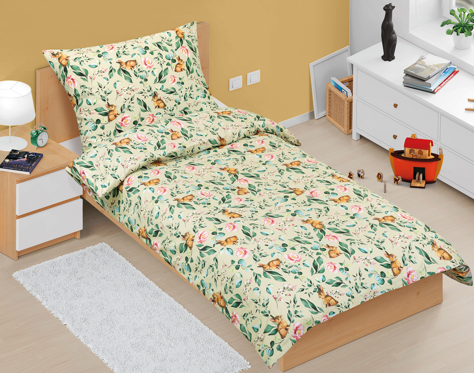 Bellatex Povlečení bavlna Junior, Zajíček v lupení - 140x200, 70x90cm