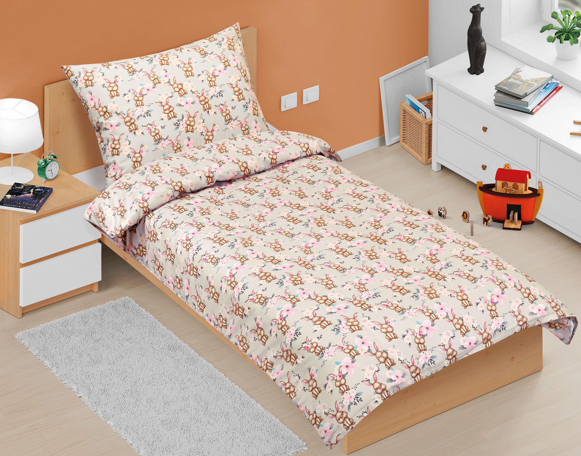 Bellatex Povlečení bavlna Junior, Zajíček velikonoční - 140x200, 70x90cm