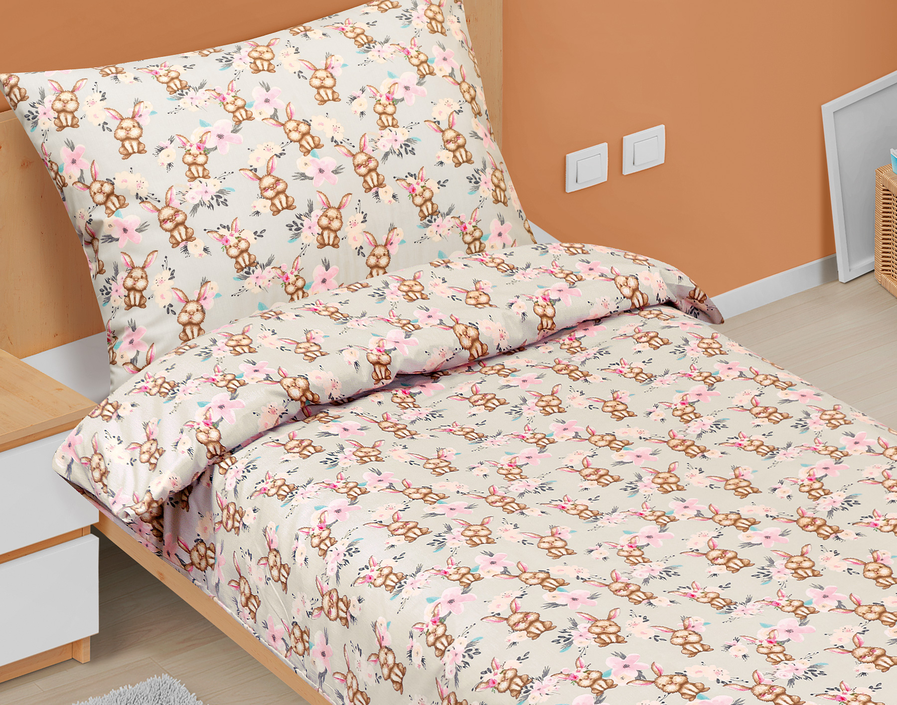 Bellatex Povlečení bavlna Junior, Zajíček velikonoční - 140x200, 70x90cm