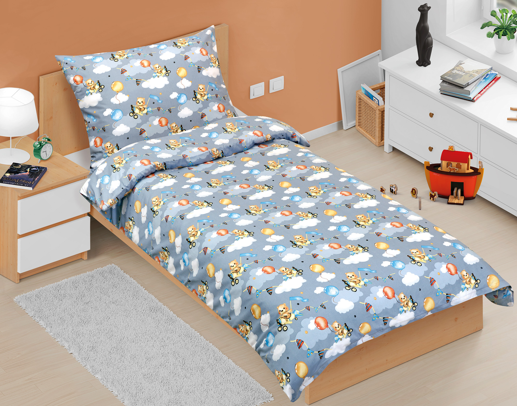 Bellatex Povlečení bavlna Junior, Medvídek v letadle - 140x200, 70x90cm