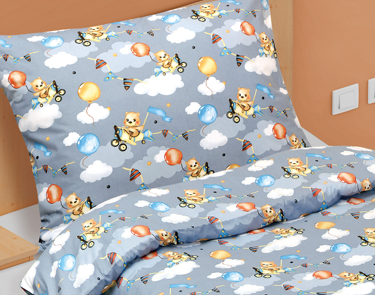 Bellatex Povlečení bavlna Junior, Medvídek v letadle - 140x200, 70x90cm