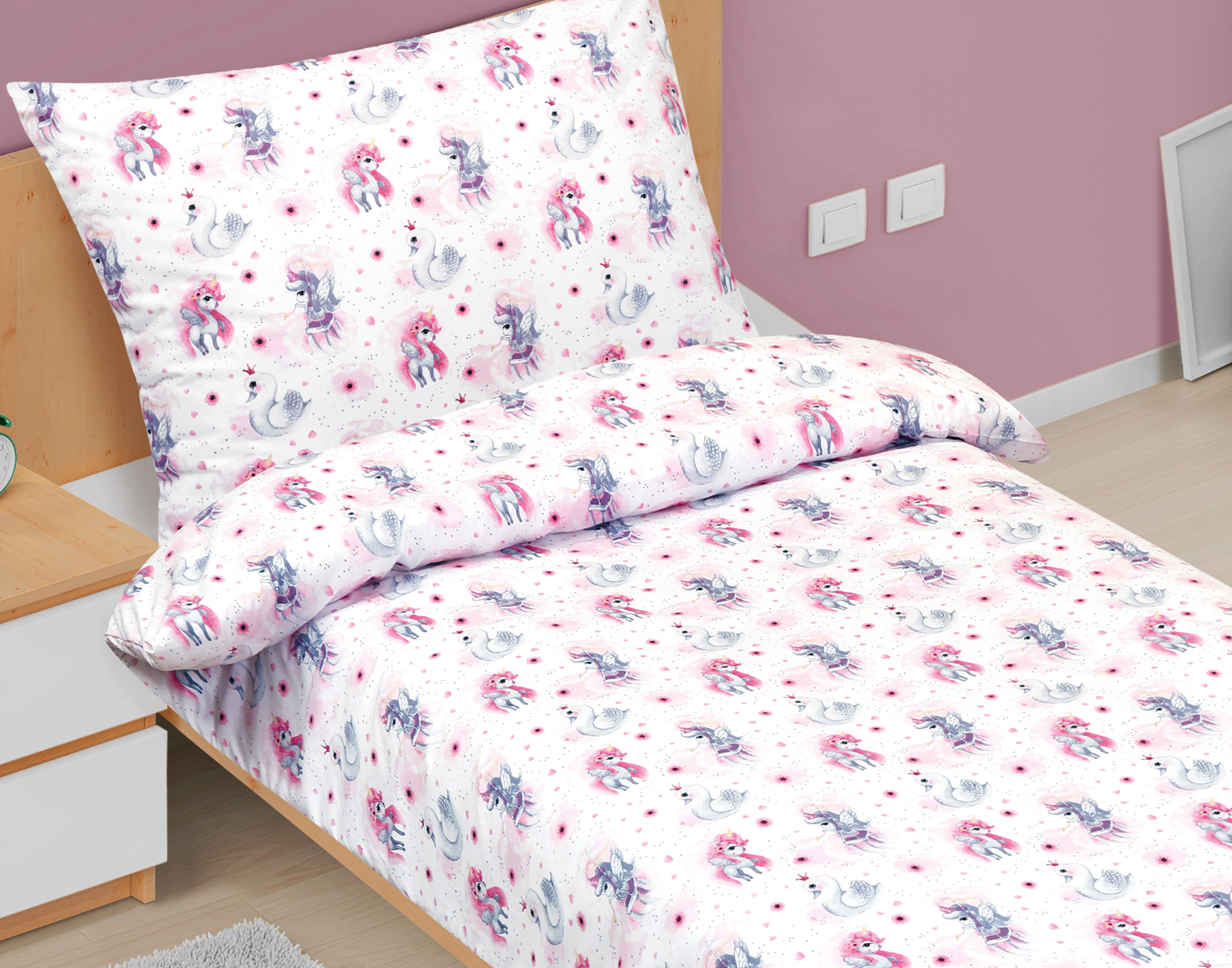 Bellatex Povlečení bavlna Junior, Jednorožec - 140x200, 70x90 cm