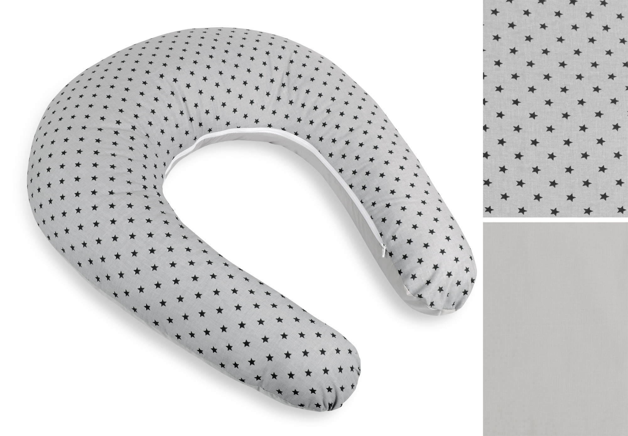 Bellatex Povlak na kojicí polštář na zip, Hvězdička šedá - 180 cm