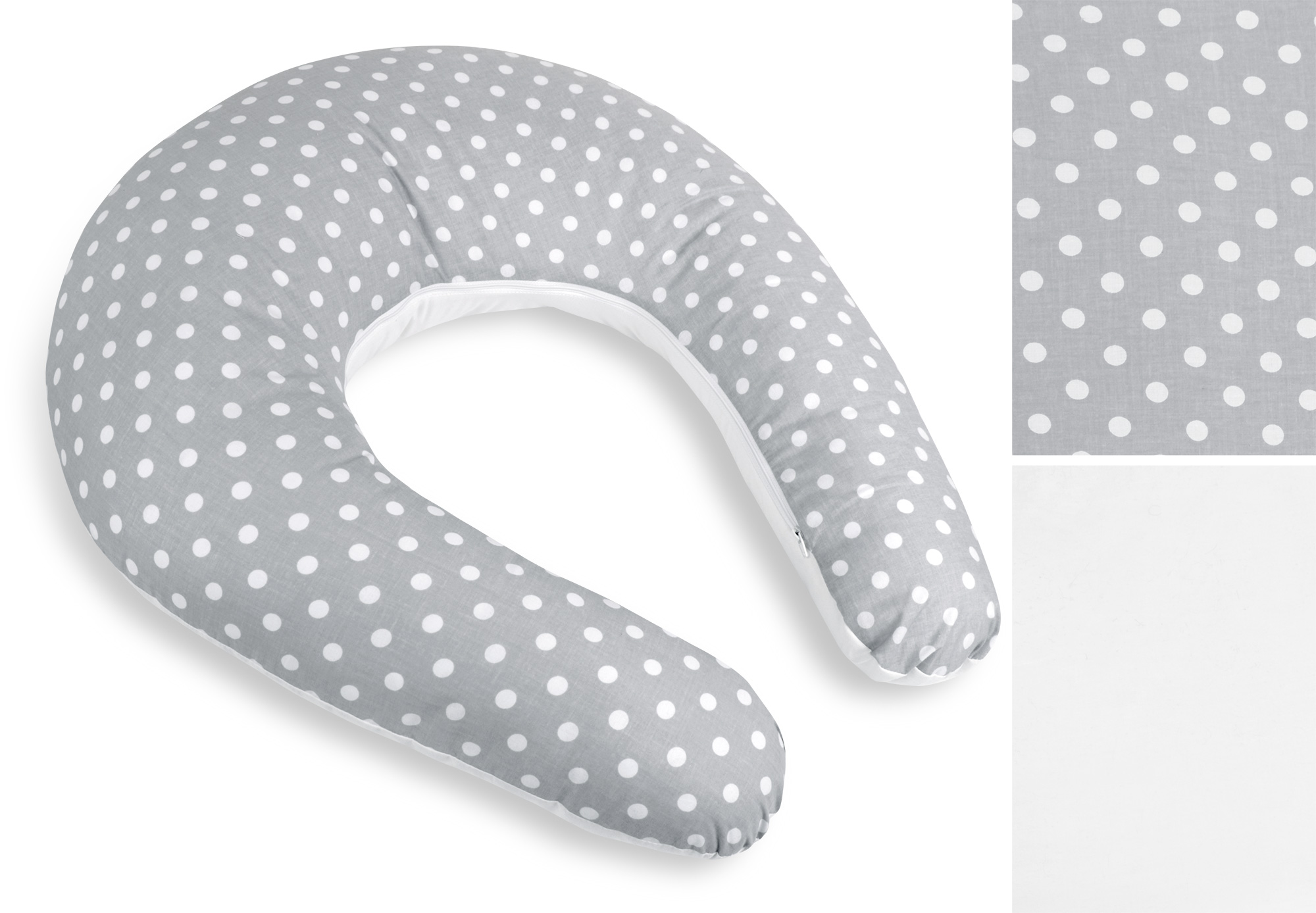 Bellatex Povlak na kojicí polštář na zip, Puntík šedo-bílý - 180 cm