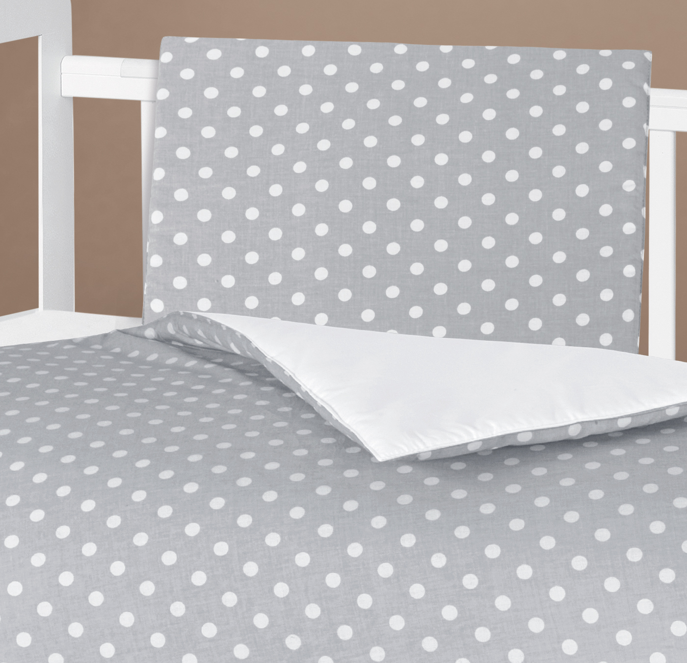 Bellatex Peřinka a polštářek pro kojence Puntík šedá, bílá - 75x100cm, 42x32cm