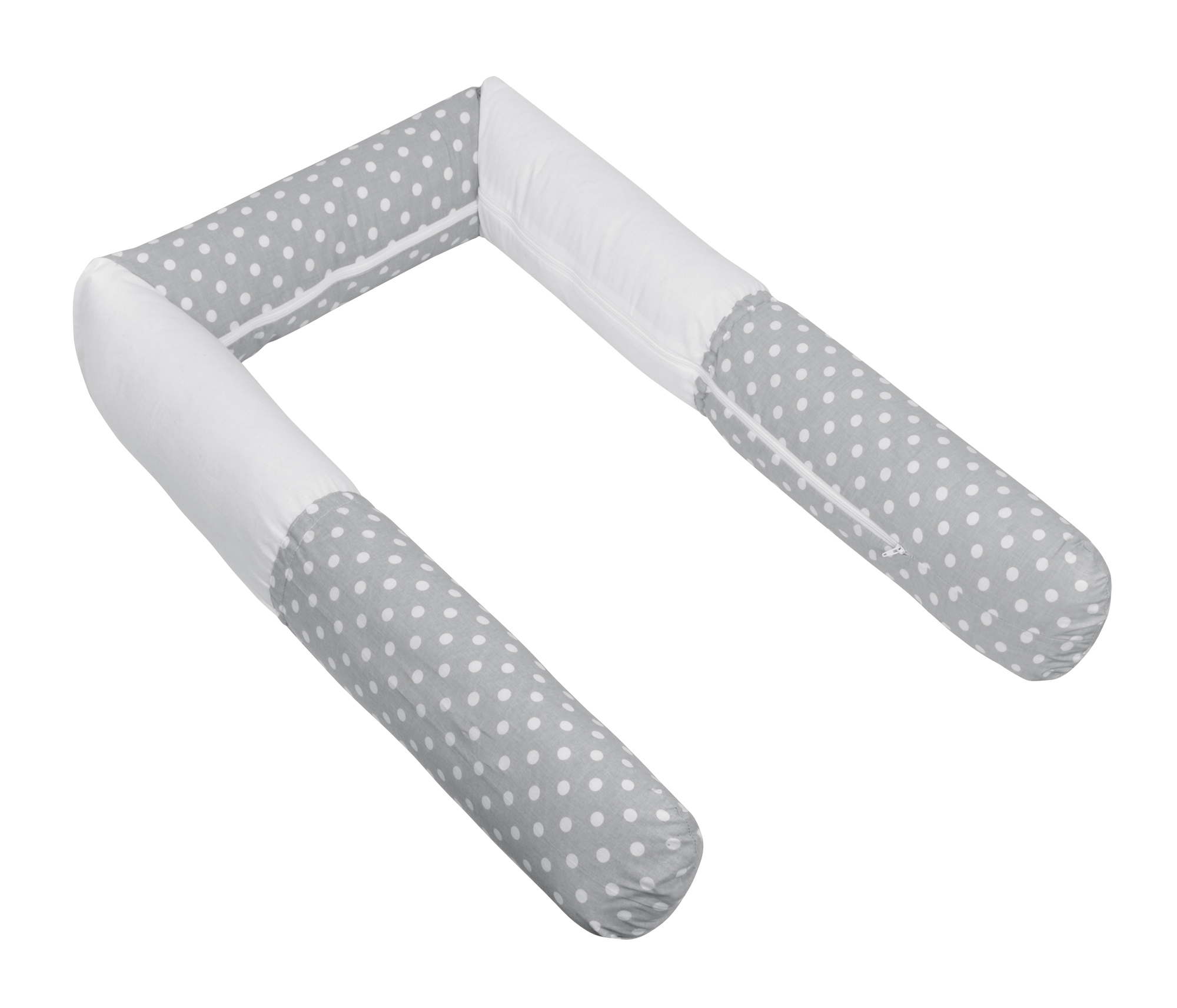 Bellatex Mantinel do dětské postýlky, Puntík šedá, bílá - průměr 12x240cm