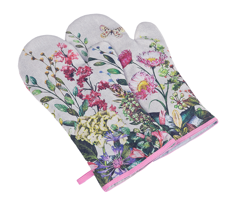 Bellatex Grilovací rukavice 2ks, Luční květ režná - 20x36 cm