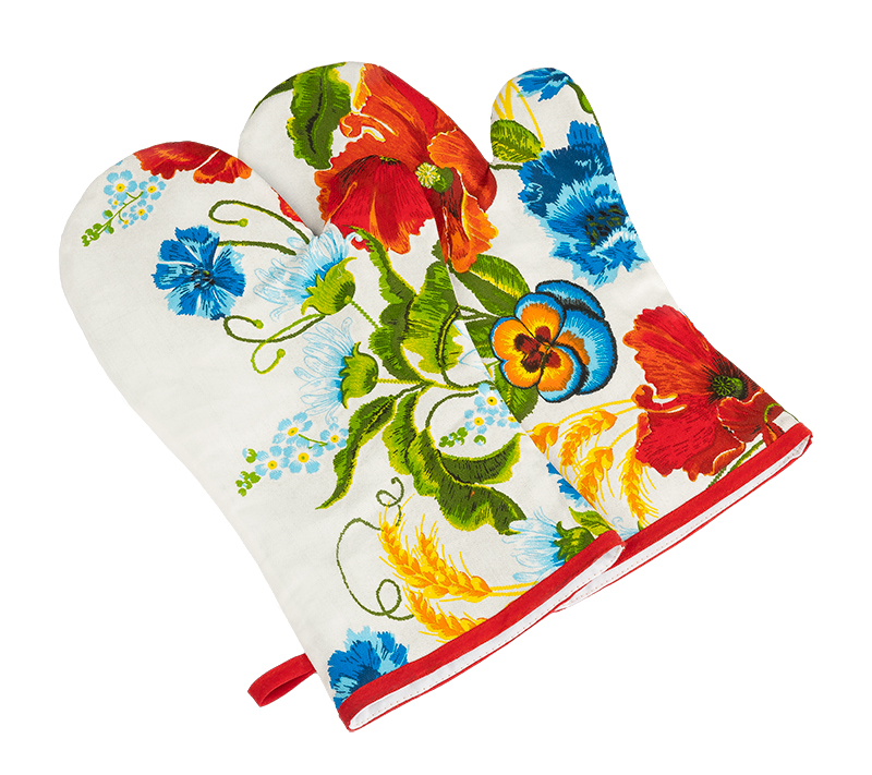 Bellatex Grilovací rukavice 2ks, Vlčí mák červená - 20x36 cm