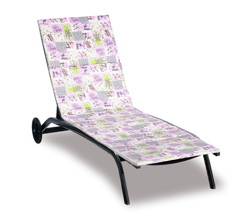 Bellatex Polstr na plážové lehátko, Patchwork lila - 55x195 cm